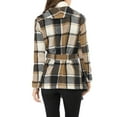 thumbnail image 4 of INSPIRE CHIC Women's Turn Down Collar Asymmetric Hem Plaids Thin Wrap Coat XL Brown, 4 of 8