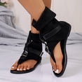 thumbnail image 6 of Sandalias De Mujer Project Cloud Sandals for Women Women's Fashionable Casual Comfortable Plus Size Sandals Solid Color Round Toe Open Toe Back Zipper Flat Sandals Black 36, 6 of 9