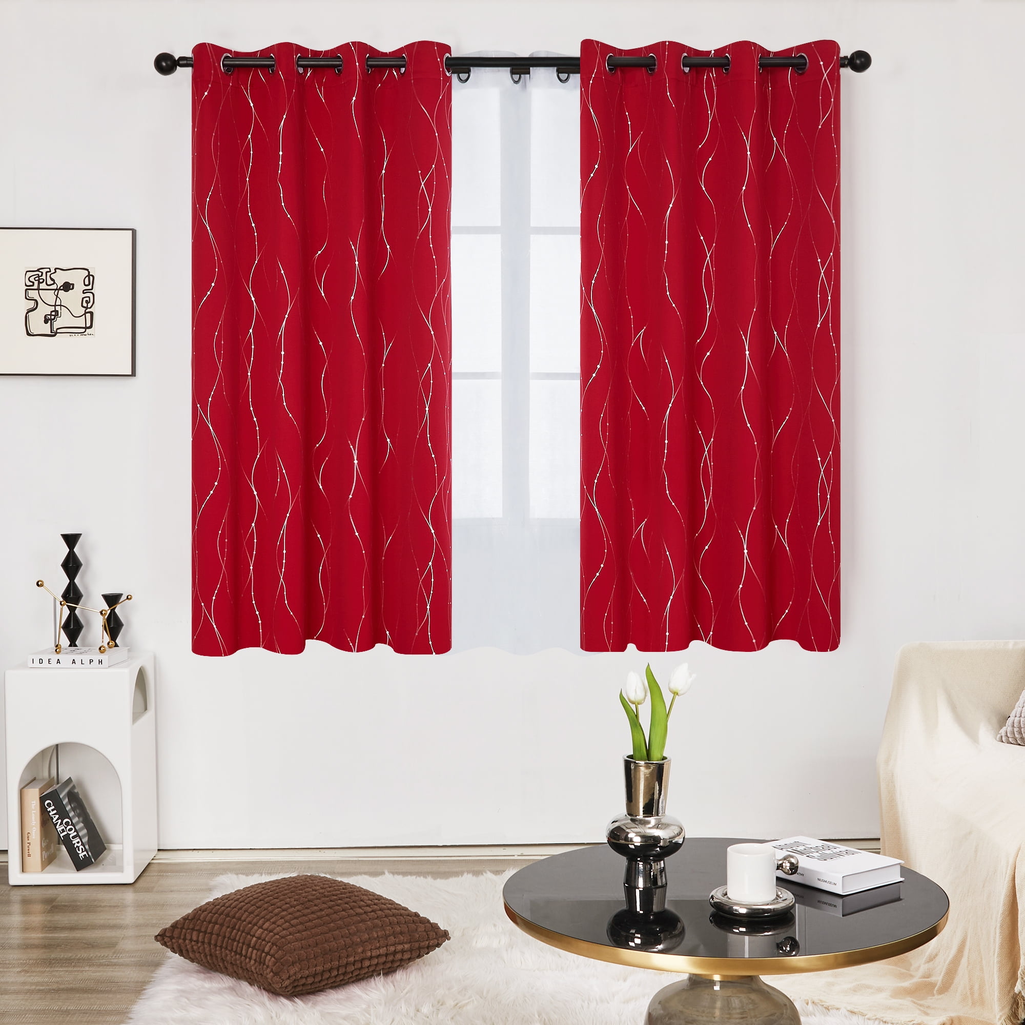 Deconovo Blackout Kitchen Curtains, 45 inch Length, Pack of 2 Thermal