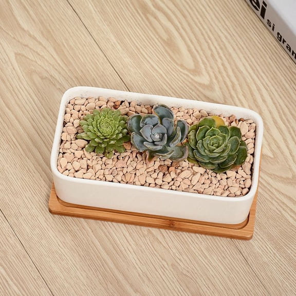 YSNOOWE 2Pcs Creative Ceramic Succulent Pot Rectangular Flower Planter