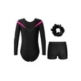 thumbnail image 5 of Aislor Kids Girls Long Sleeve Sparkle Gymnastics Leotard and Shorts Hair Scrunchies Ballet Dance Hot Pink 8, 5 of 7