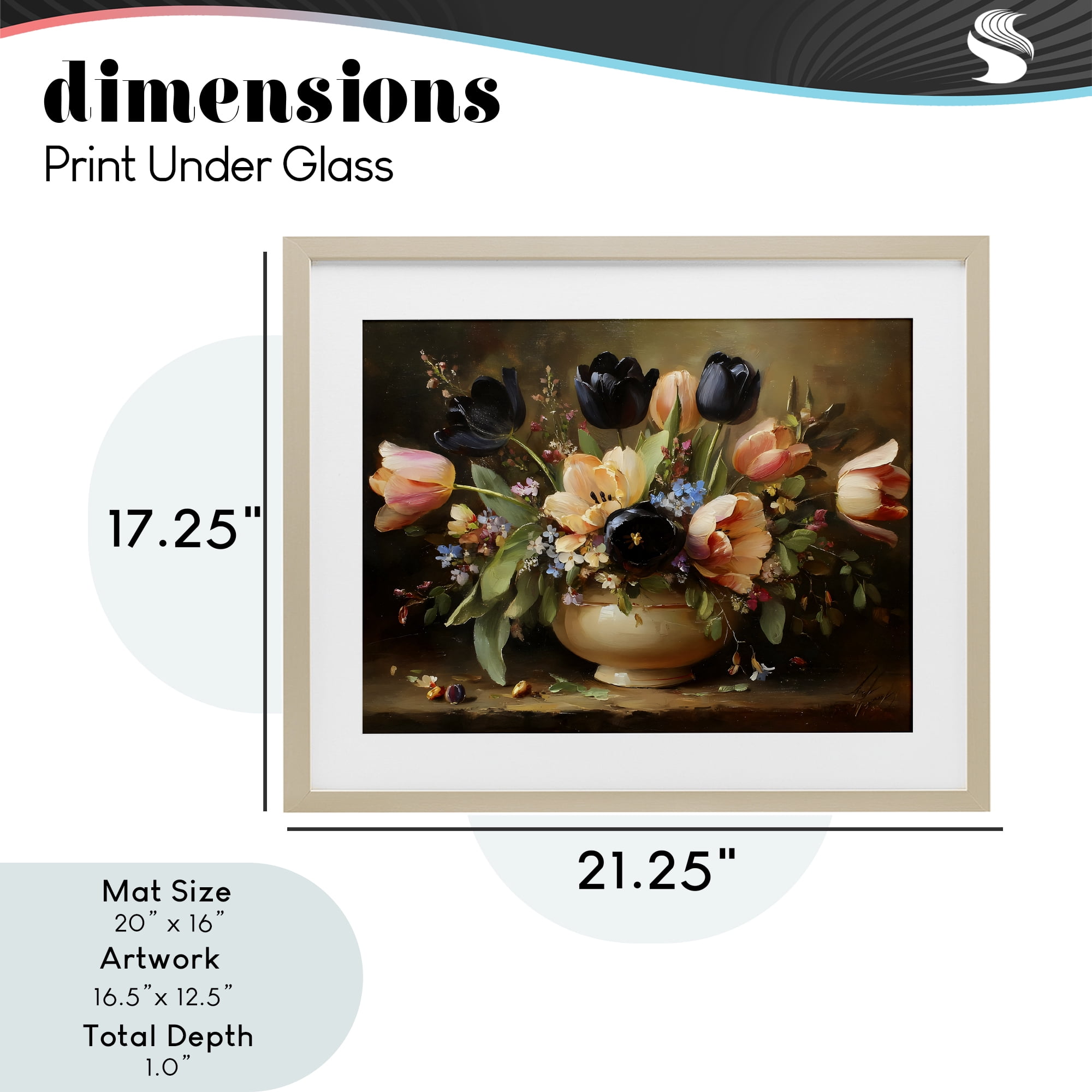 Stupell Industries Black Tulips & Peach Bouquet Birch Framed Print Under Glass, design by Franklyn Gregory