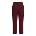 thumbnail image 5 of VBVC Women's Drawstring Capri Sweatpants , Casual Slim Summer Joggers For Women , Ladies' Straight Leg Crop Pants with Pockets, Wine , S-2XL, 5 of 6