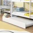 thumbnail image 6 of Twin Over Twin Rubber Wood Bunk Bed with Trundle, Convertible into Twin Size Beds, Twin Size Bunk Bed with Ladder and Safety Guardrails, White, 6 of 9