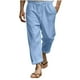thumbnail image 2 of Pantalones largos de poliéster para hombre, moda masculina, color liso, informales, con bolsillos y cintura elástica y cordón ajustable., 2 of 6