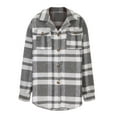 thumbnail image 4 of Azrian Women's Flannel Plaid Shacket Long Sleeve Button Down Shirts Jacket Coats with Side Pockets, 4 of 8