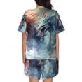 thumbnail image 6 of Fotbe Ink Style Wave Dragon Print Pajama Set for Women 2 Piece Loungewear Short Sleeve Tops and Shorts Set Soft Sleepwear-Large, 6 of 7