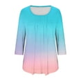 thumbnail image 6 of Womens Tops Trendy Fashion Women's Casual Printing Tops Plus Size Round Neck Shirts 3/4 Sleeve T-Shirt Blouse Pleated Tunic Shirt New Arrivals, 6 of 6