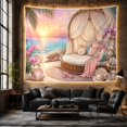 thumbnail image 6 of Round Wicker Daybed on a Tropical Beach with Ocean and Orchids, Dreamy Coastal for Beach Lovers, Serene Wall Art, Housewarming Gift, Tapestry Wall Hanging for Bedroom and Living Room, 6 of 7