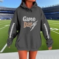 thumbnail image 2 of Moxiu Oversized Hoodie Womens Fleece Rugby Graphic Hoodie Y2K Pullover Sweater Game Day Hooded Sweatshirts with Pockets 2025 Dark Gray,S, 2 of 4