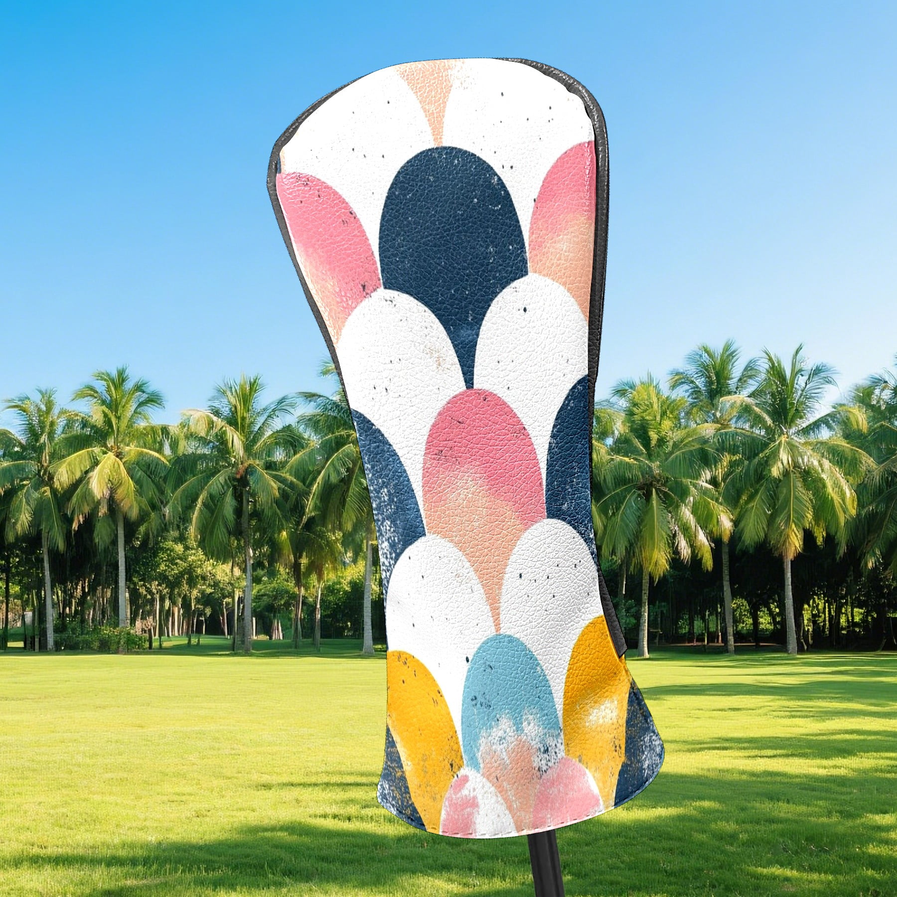 Golf Club Covers PU Leather Waterproof Head Covers for Fairway Woods Hybrids Fish Scale Pattern Unisex Fits Most Brands