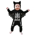 thumbnail image 3 of Weebloom Baby Boys Halloween Romper Jumpsuit With Print And Bat Design Hooded Soft Outfit For Infants Toddlers 18-24 Months Black, 3 of 8