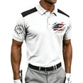 thumbnail image 2 of Men's USA 250th Anniversary Polo Tshirt, Patriotic American Flag Graphic Tee, Golf Polos with Dynamic Stripe Patterns and Breathable Mesh Fabric White L, 2 of 5