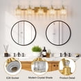 thumbnail image 4 of TROPOW Bathroom Vanity Light Fixtures Modern Crystal Vanity Light Fixtures Over Mirror，5 Light Modern Crystal Wall Lighting with Square Shade,Gold, 4 of 7