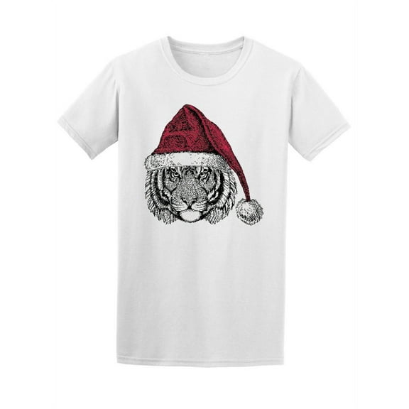 Wild Tiger Christmas Sketch T-Shirt Men -Image by Shutterstock, Male Small