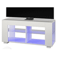 thumbnail image 5 of NTense LED TV Stand with Glass Shelves for TVs up to 55", White Gloss, 5 of 14