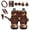 Aztec Tribal Cow, variant on Chririnla Skull Flame Car Seat Cover Front Back Seat Protector Set of 14 Universal Vehicle Seats Covers Full Sets with Steering Wheel Cover, Handbrake Pad, Coasters, Casual Car Interior Accessories