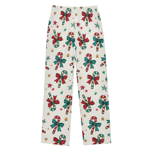 joogoo Christmas Candy Cane Bows Pajama Pants Pj Bottoms Sleepwear Lounge L