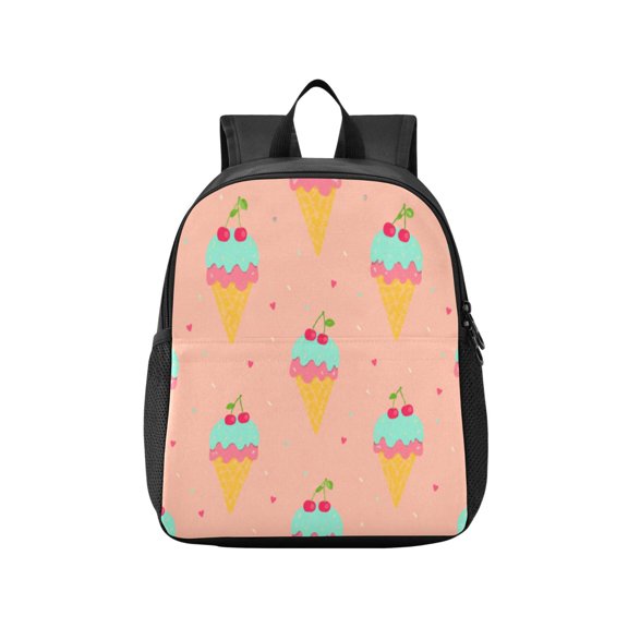 Toddler Backpack Ice Cream Cherry Pattern Waterproof Lightweight Backpack Casual Mini Daypack for Daycare & Travel