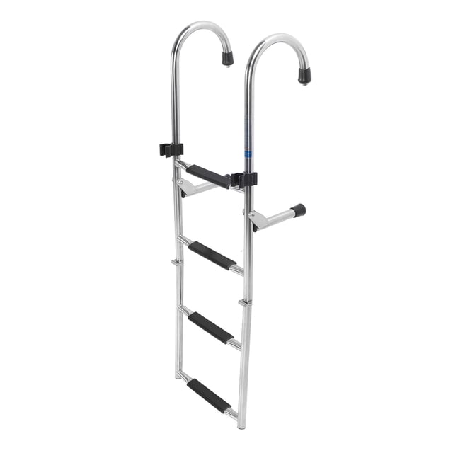 Boat Swim Ladder, Anti Slip Pedal 4 Steps Pontoon Boat Ladder 316 Stainless Steel Versatile with Hand Railing for Yachts
