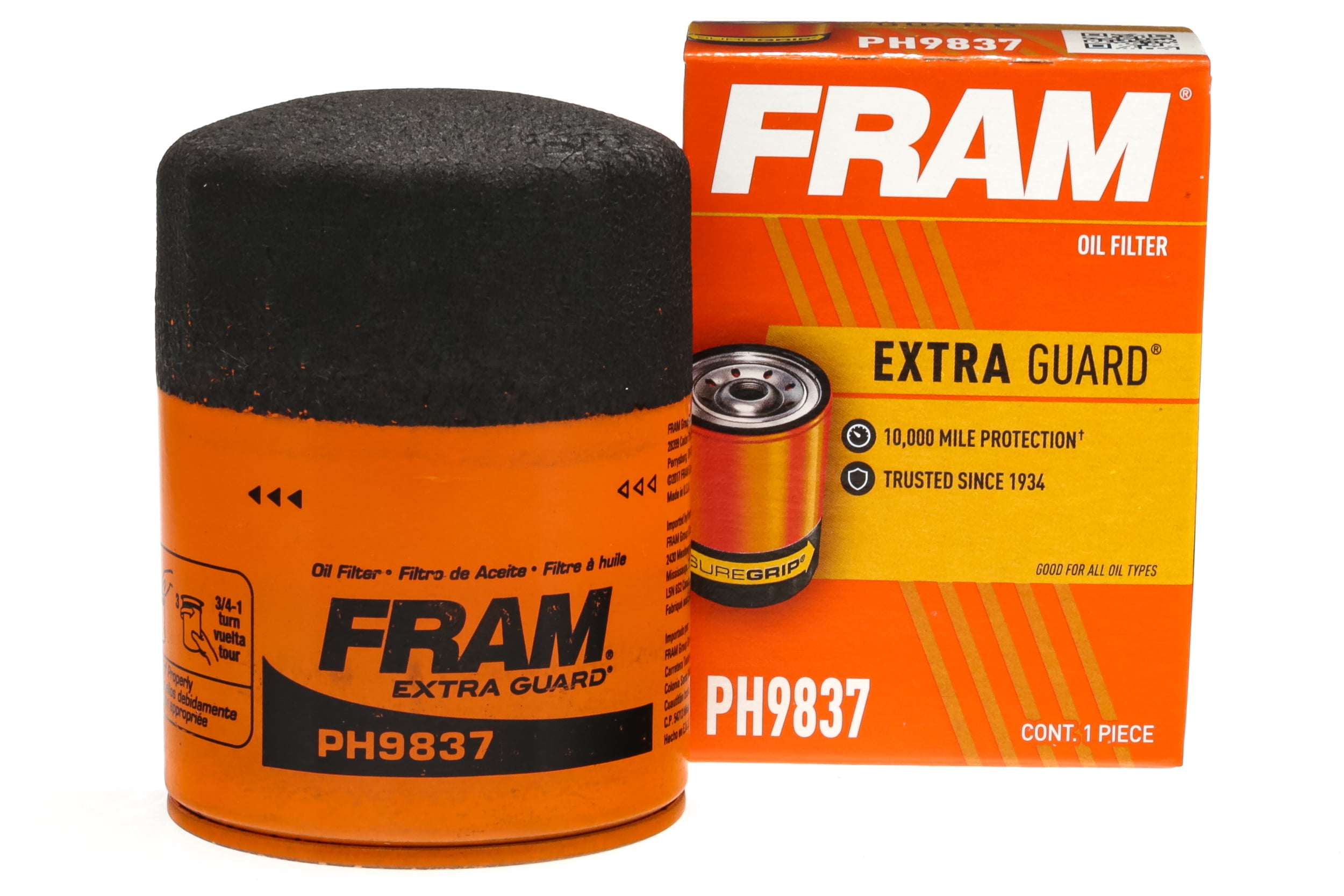 (6 pack) FRAM Extra Guard Oil Filter, PH9837, 10K Miles, Replacement Oil Filter Fits Select Vehicles