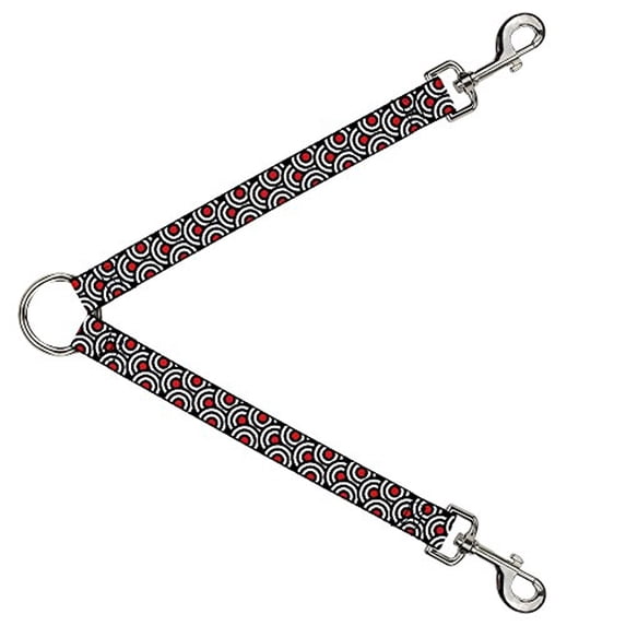 Buckle-Down Leash Splitter - Bullseye Stacked Black White Red - 1" Wide - 30" Length