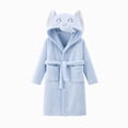 thumbnail image 2 of Gibobby Kids Soft Coral Fleece Bathrobe,Warm Hooded Sleep Robe with Waist Belt,Cute Cartoon Design,for Toddlers Children 2-12Y,Multi-Use Lounge Wear Kids Pajamas Toddler Pajamas,Blue,Size 9-12T, 2 of 4