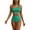 Green White Plaid, variant on Women's Bikini Sets Floral Print One Shoulder Spaghetti Straps High Waist Stretchy Tummy Control Two Piece Swimsuits