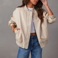 thumbnail image 1 of Chaqueta Bomber Jacket Shacket Jacket Mujer con Bolsillos Moda Streetwear Ygjytge Blanco T XL para Mujer, 1 of 5