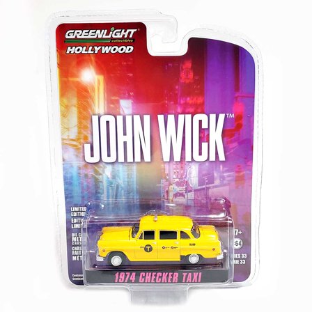 Greenlight Hollywood Series 33: "John Wick" 1974 Checker Taxi (Yellow) 1/64 Scale
