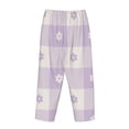 thumbnail image 5 of Naloa Floral Purple Buffalo Plaid Print Women’s Ultra-Soft Comfy Pajama Lounge Pants with Pockets & Drawstring, 5 of 8