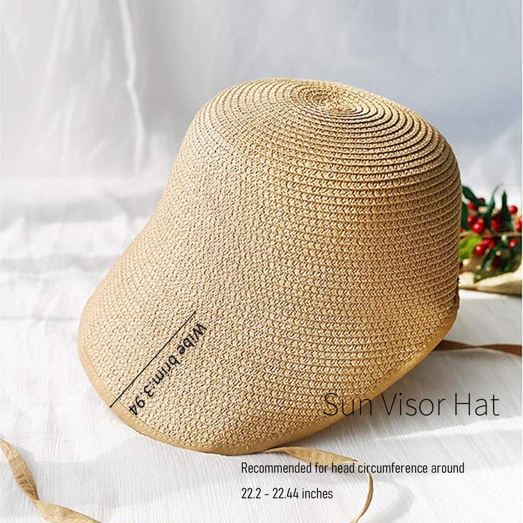 French Straw Bonnet Cap for Women Victorian Sun Hat Chin Strap Foldable Ladies Vacation Summer Beach Bucket Hats
