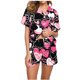 thumbnail image 1 of RKSTN Women's Valentines Pajama Sets Plus Size Notch Collar Button Down Valentine's Day Print Short Sleeve T Shirts Top and Shorts 2 Piece Set Womens Casual Lapel Shirt and Pjs Shorts Matching Set, 1 of 6