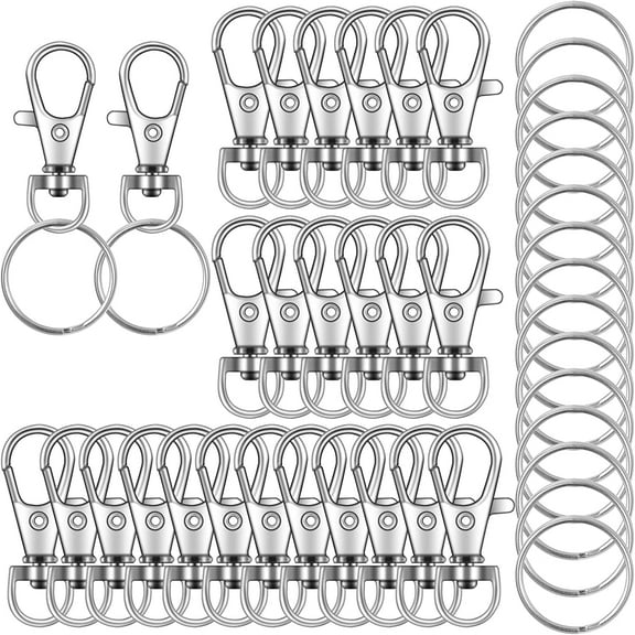 104PCS Swivel Snap Hooks with Key Rings, Metal Lobster Claw Clasp, Keychain Rings for Crafts(Bronze, 1.2inch(32mm)