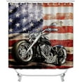 thumbnail image 2 of 4-Piece Shower Curtain Sets Vintage Automotive Theme, Waterproof Polyester Fabric with Non-Slip Bath Mat & Rug, Rustic Garage Bathroom Decor for Men, 2 of 7