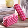 thumbnail image 4 of LAICAIW Makeup Bag Checkered Cosmetic Bag Pink Makeup Pouch 1Pcs Large Capacity Makeup Bags and 1Pcs Makeup Brushes Storage Bag Travel Toiletry Bag Organizer, 4 of 7
