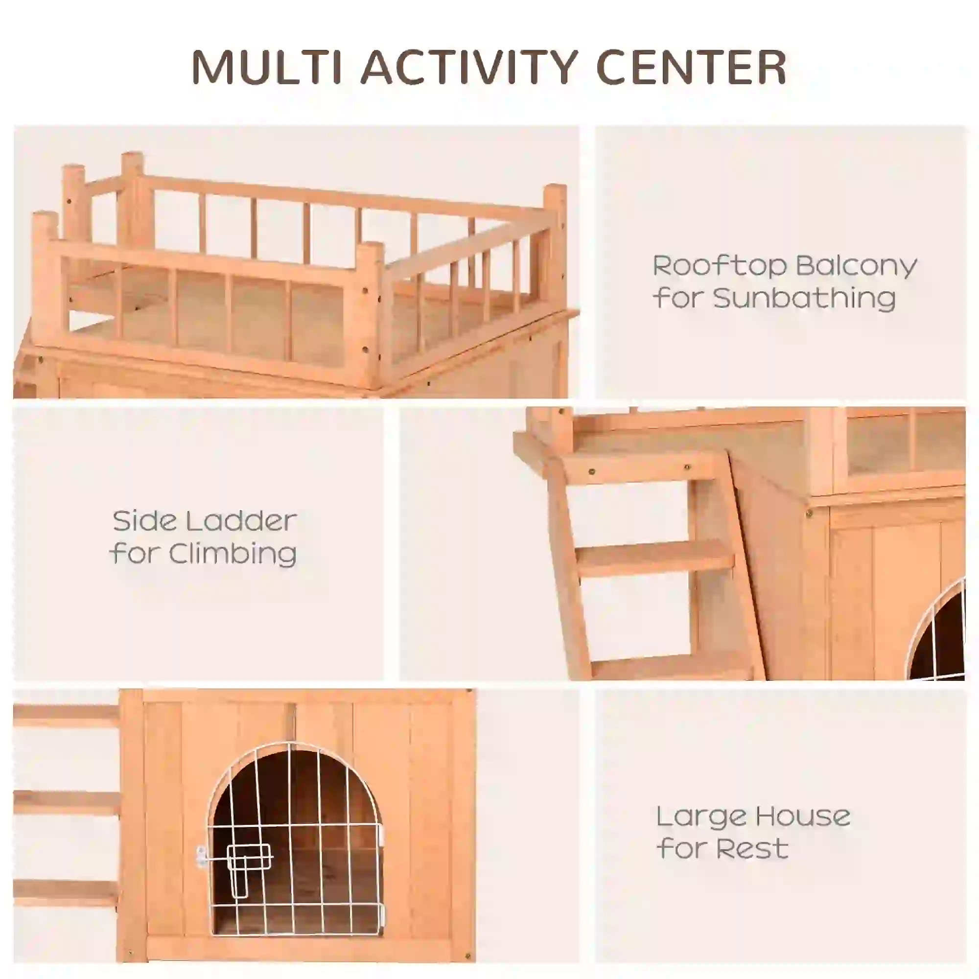 Pefilos 28" Outdoor Cat House with Lockable Wire Door, Stairs, Outside 2-Story Feral Cat Shelter, Indoor Kitty Condo, Orange