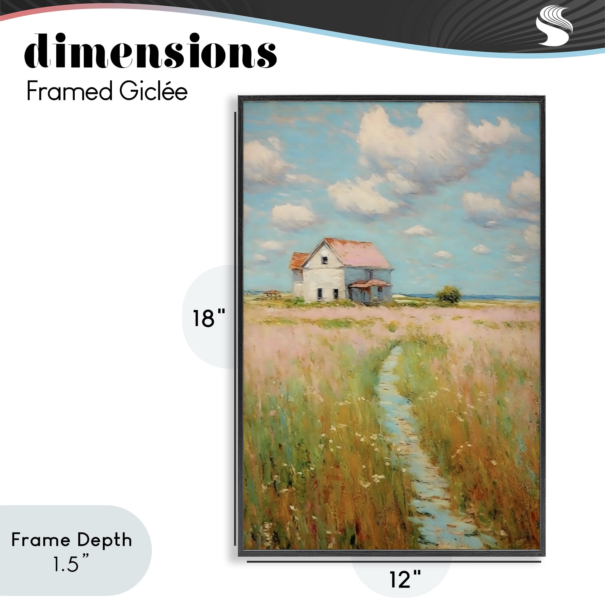 Stupell Industries House in Field of Flowers Black Framed Giclee Art, design by Creative Studio