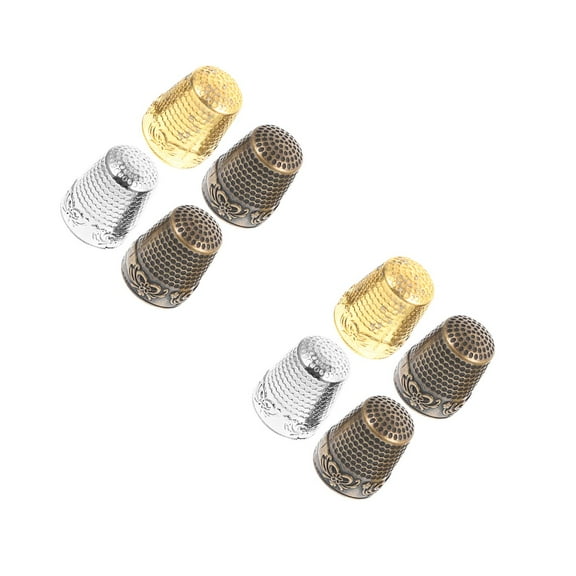 Masteelf 8 pcs  Antique Sewing Thimble Metal Finger Protector Finger Shield Thimble for DIY Craft Tools Hand Sewing Embroidery Quilting Accessories