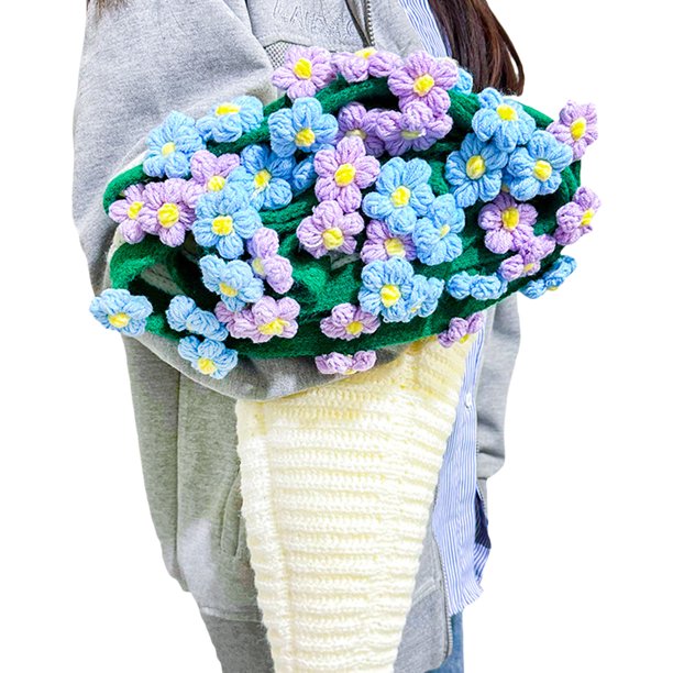 Mostura Ganchillo Hecha A Mano Manetas Ramo Crochet Tejido Transpirable (80 Cm) Azul