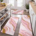 thumbnail image 2 of Pink Marble Gold Line Pattern Kitchen Rugs Sets Of 3,Kitchen Runner Rugs Non Skid Washable,Decorative Kitchen Floor Mats for Kitchen,Sink,Laundry,17"x30"+ 17"x47" + 17"x59", 2 of 6