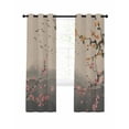 thumbnail image 7 of Chinese Ink Painting Blackout Curtains for Bedroom, Pink Peach Blossom Branches Thermal Insulated Kitchen Drapes with Grommets, Light Blocking Window Treatment, 2 Panels 27.5" x 39", 7 of 7