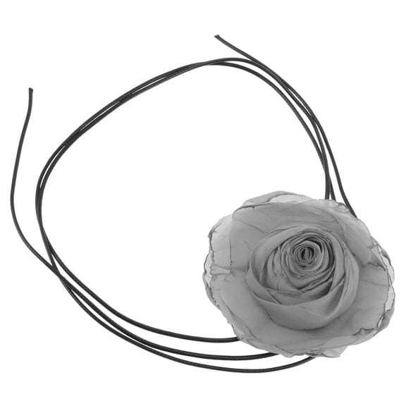 Unique Bargains 1 Pc Adjustable choker necklace Dried Rose Pattern Wrap around wrist bracelet Gray
