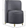 thumbnail image 3 of Meridian Furniture Rotunda Gray Velvet Rounded Back Accent Chair in Gold Finish, 3 of 7