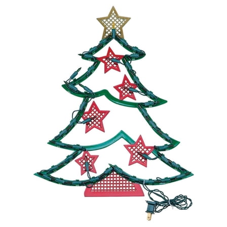 Christmas Lighted Window Decoration Tree - 14x17 Inch Holiday Lights Indoor/Outdoor Decor