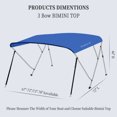 thumbnail image 2 of 3 Bow Bimini Top for Boat, 6 ft L x 46 in H Boat Canopy with 2 Removable Side Curtains, 4 Adjustable Windproof Ropes, Marine Grade Canvas, Aluminum Frame, Widths 54 to 90 in, Royal Blue or Light Gray, 2 of 8