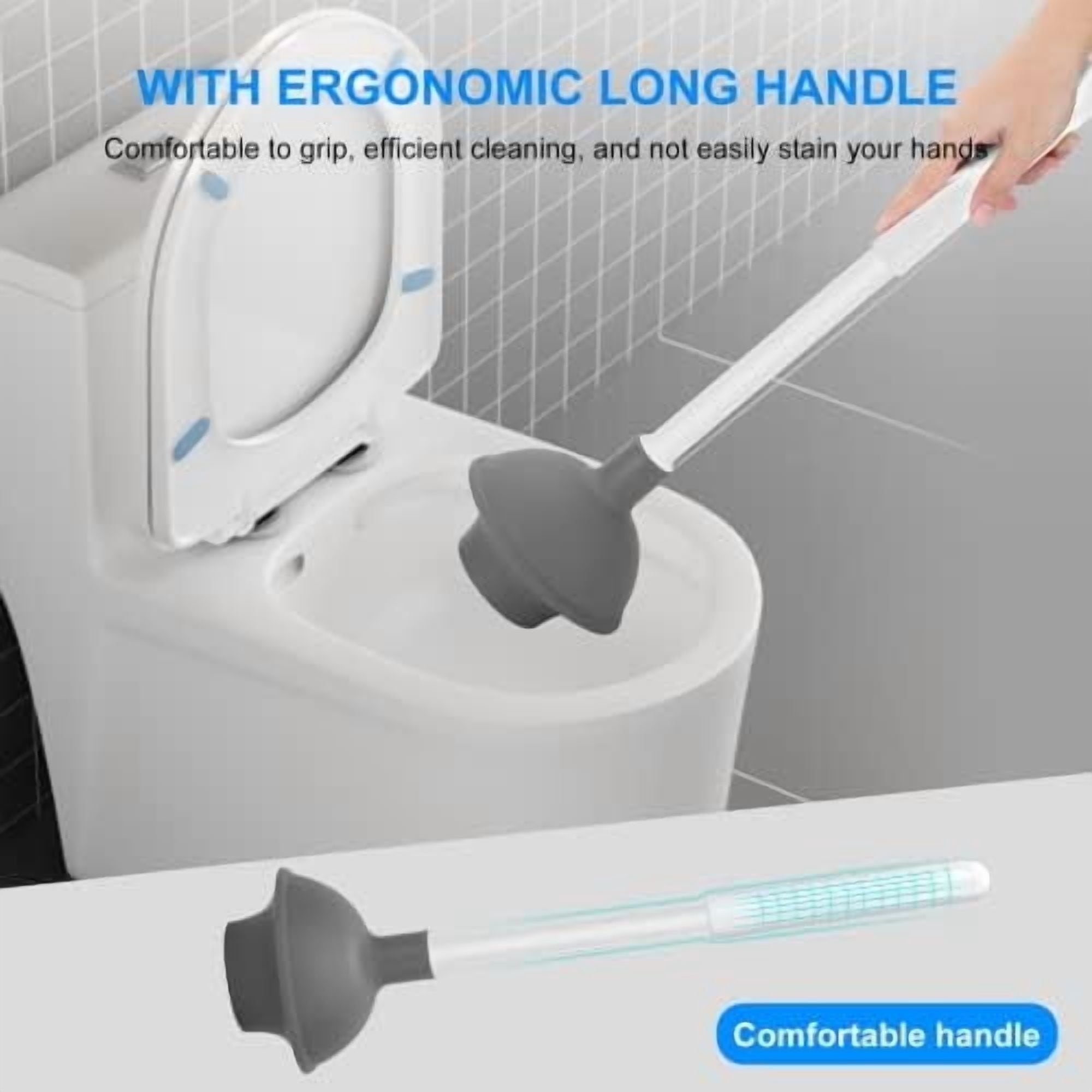 Toilet Brush and Plunger Set, Toilet Plungers for Bathroom Heavy Duty Toilet Bowl Brush and Holder Hidden Toilet Plunger and Brush Set for Deeply Cleaning - White