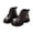 Brown, variant on Ankle Boots for Girls Lace Up Ring Buckle Faux Leather Martin Boots Side Zipper Round Toe Soft Sole Non-slipping Shoes Daily Walking Fall Winter Footwear White,9.5 Little Kids