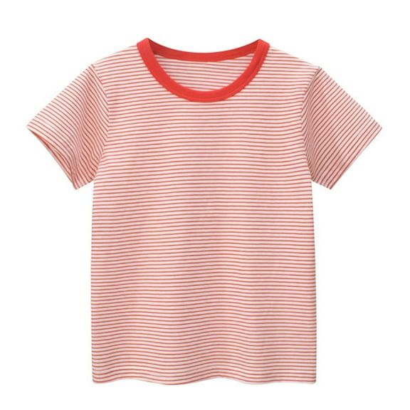 Toddler Toddler Kids Baby Boys Girls Striped Short Sleeve Crewneck T Shirts Tops Tee Clothes For Children Boy T Shirts 12 14 Boy Button Shirt Boys Baseball Tee Shirt 4t Tops High 2-3 Years Red