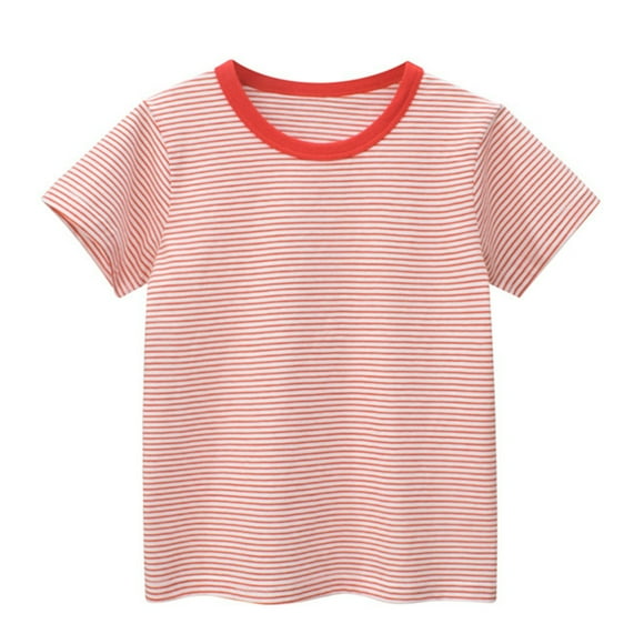 Camiseta de manga corta a rayas para niño REDARER: camiseta clásica de cuello redondo para uso diario, talla 3-4 años